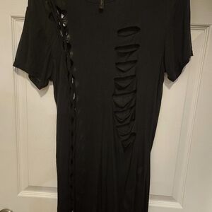 Black Distressed T-Shirt Dress